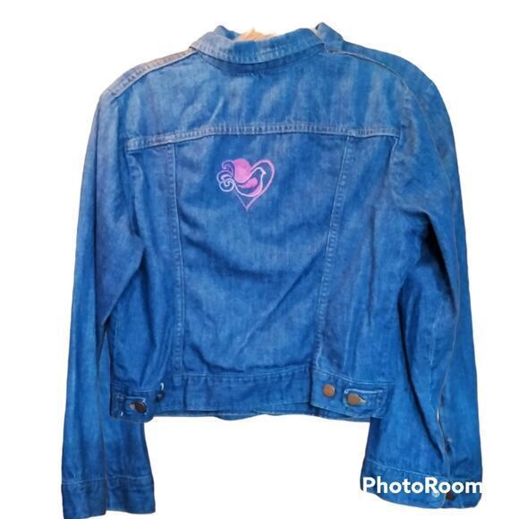 Wrangler Jean Jacket Unique Embroidery & Bob Dylan‎ Patch Womens Size Large - Picture 2 of 11